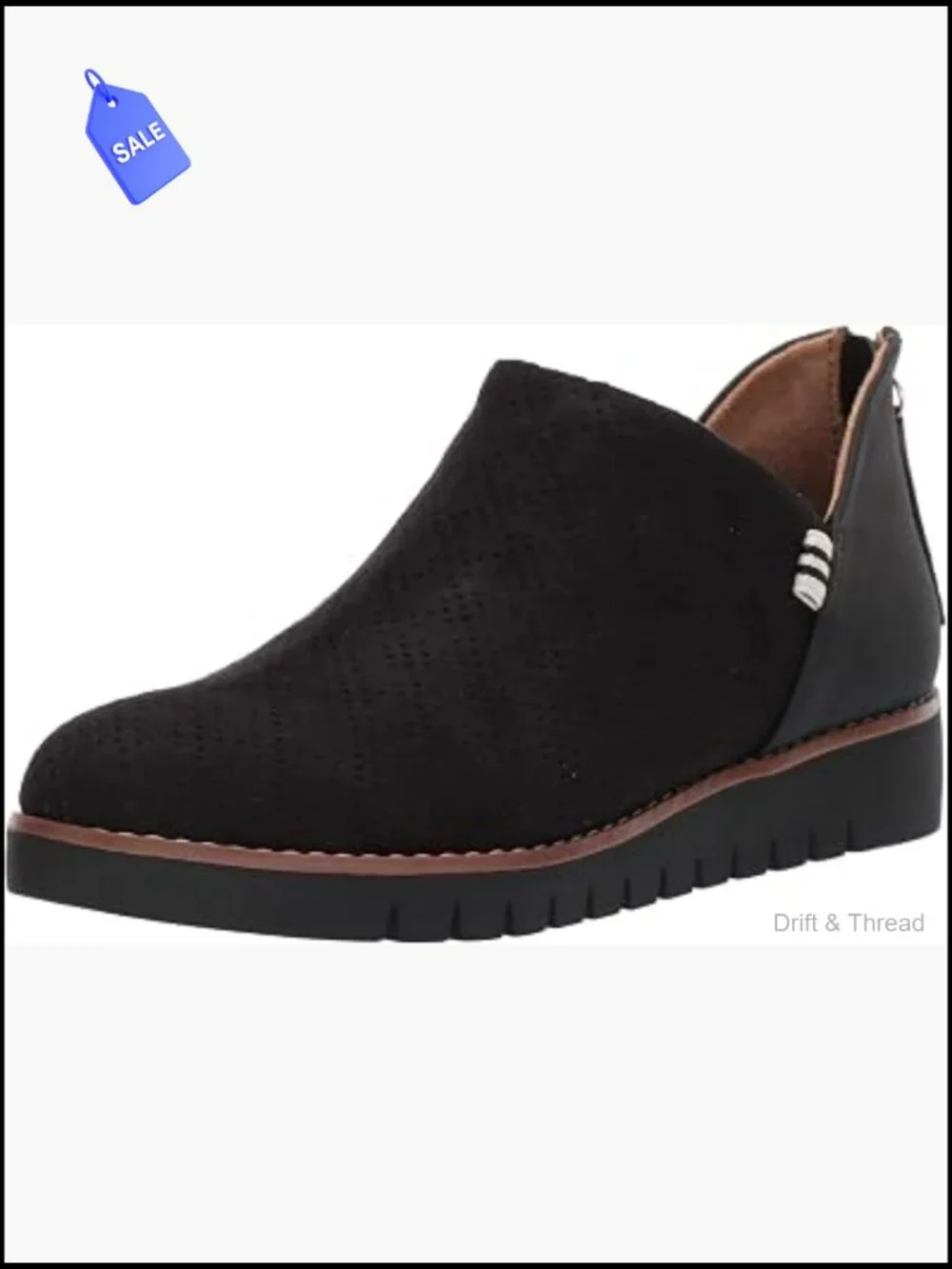 Women's Ankle Booties with Zip Closure Round Toe Perforated Comfort